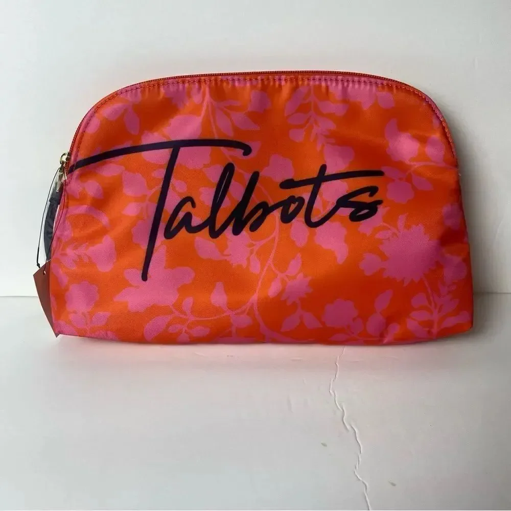 Talbots New With Tags Pink and orange Floral Cosmetic Bag
